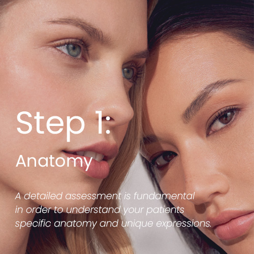 Step 1: Anatomy - A detailed assessment is fundamental in order to understand your patients specific anatomy and unique expressions.