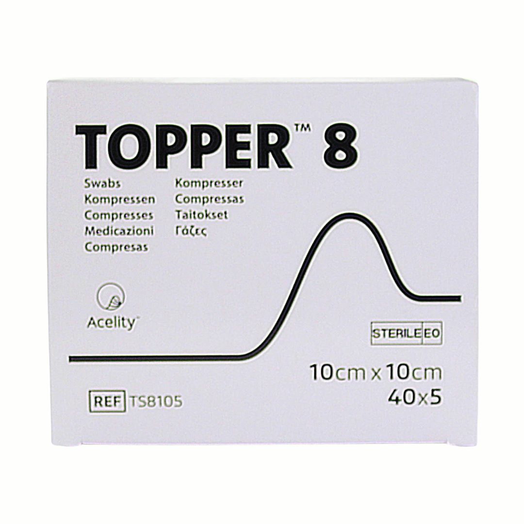 J&J Topper 8 Gauze Swabs Sterile: 10 x 10cm (TIED 5) x 40