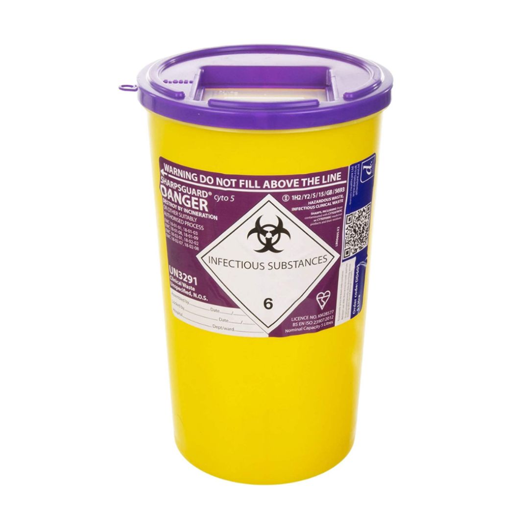 SHARPSGUARD Sharps Bin Purple Lid 5l
