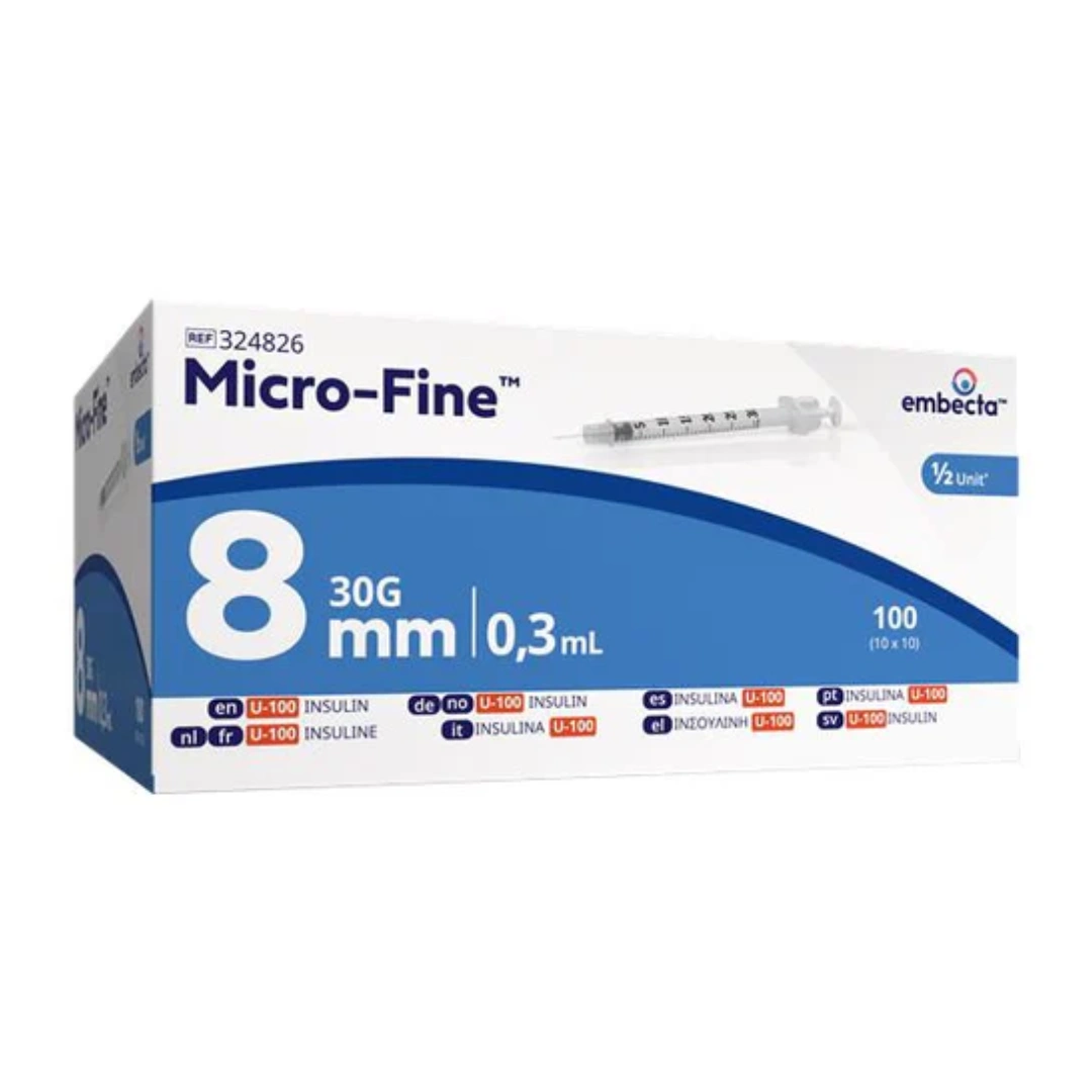 Micro-Fine Syringes 0.3ml 30G x 8mm x 100