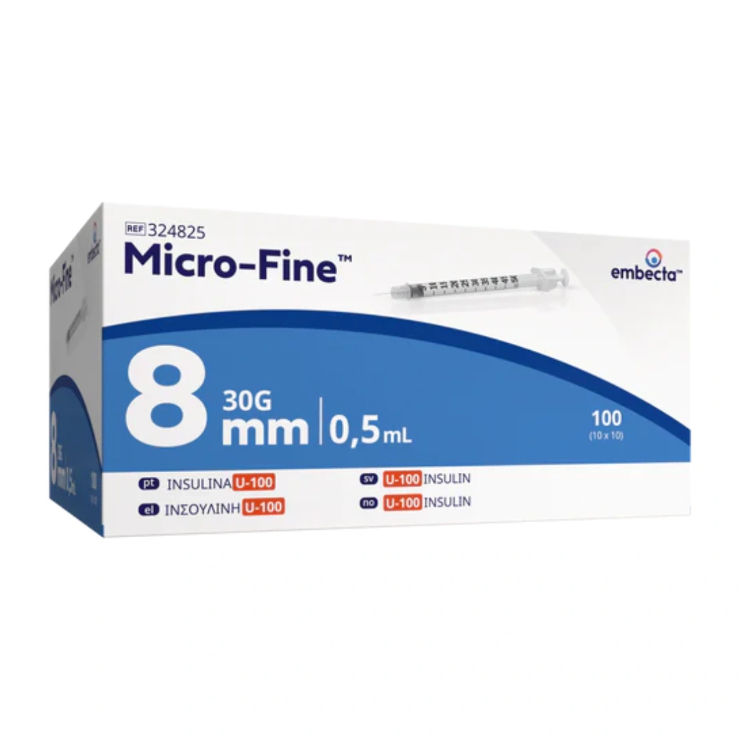 Micro-Fine Syringes 0.5ml 30G x 8mm x 100
